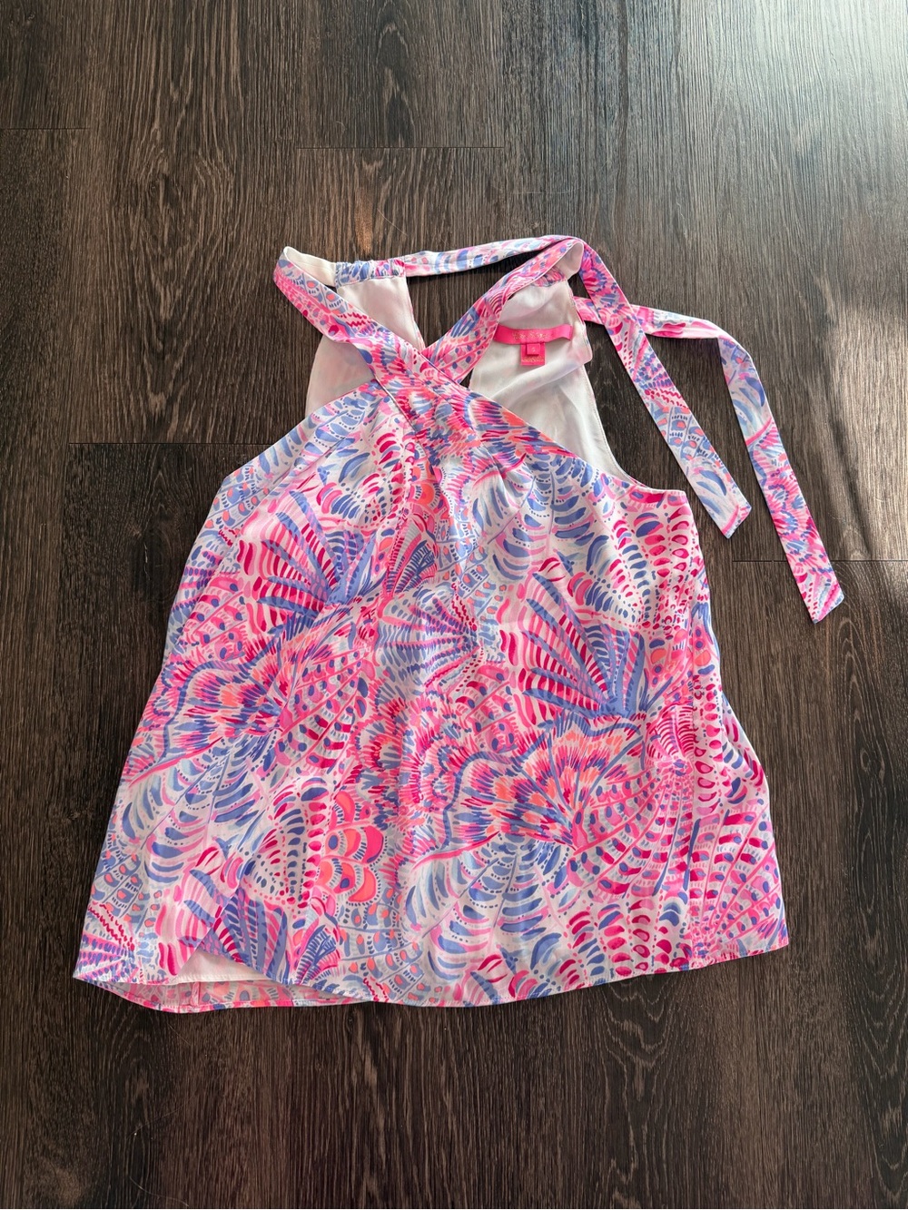 Lilly Pulitzer Pink & Purple Halter Tank Top with Tropical Print